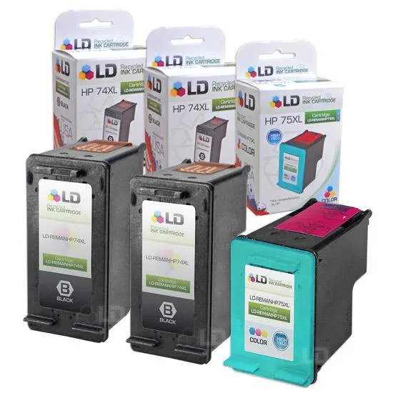 LD Products LD Products HP 74XL / 75XL ink cartridge 3-pack (2 black, 1 colour) — product photo
