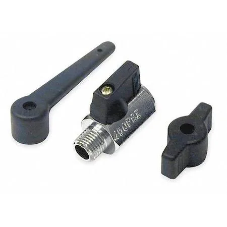 Small brass inline ball valve with lever handle