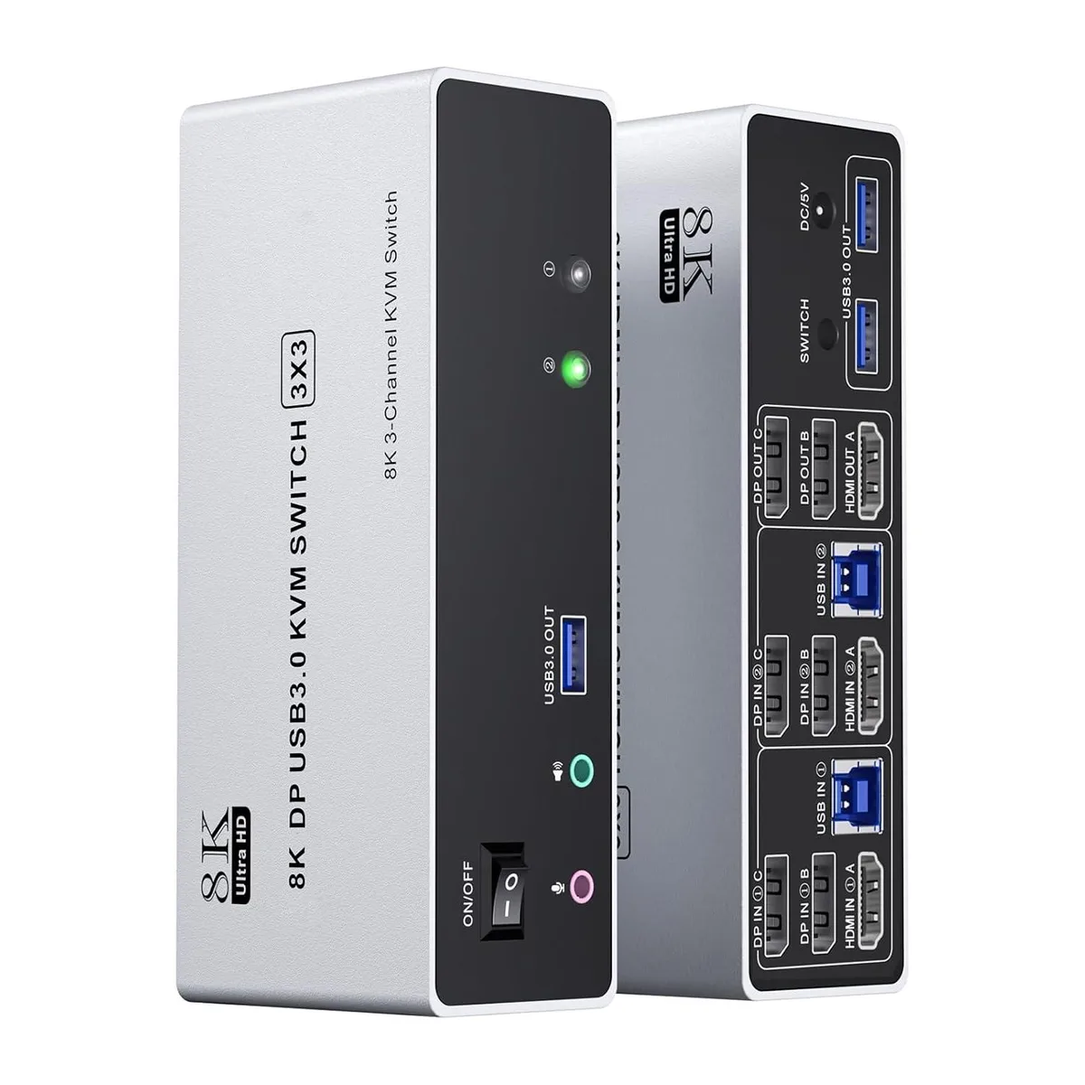 Hitoor Hitoor HDMI + 2 DisplayPort KVM Switch 3 Monitors 2 Computers 8K@30Hz 4K@120Hz — product photo