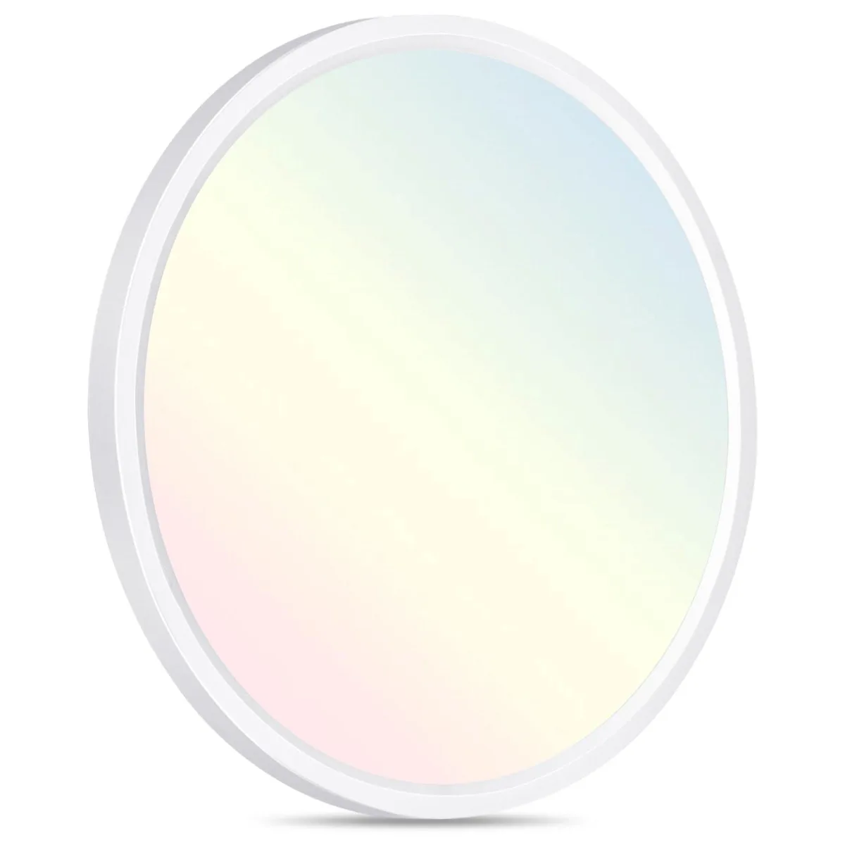 White 12 inch flush mount LED ceiling light with acrylic diffuser and remote control