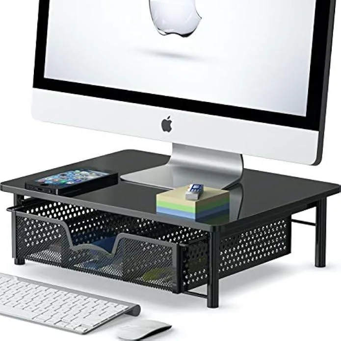 TAURKENAM TAURKENAM Monitor Riser with Drawer Black 15.75 x 11.8 — product photo