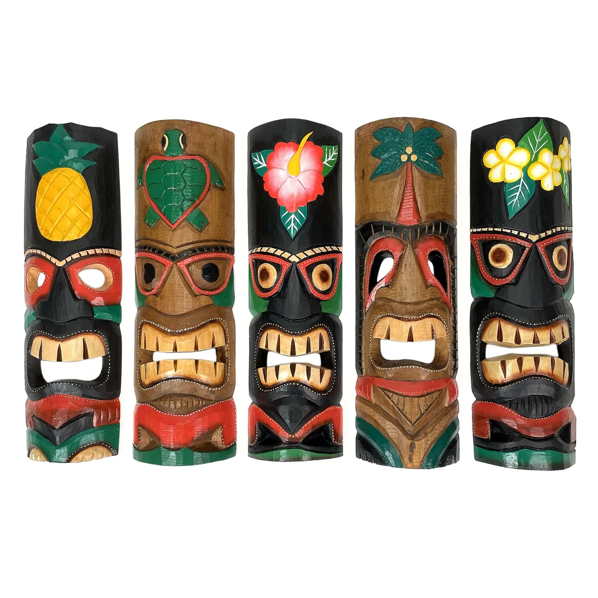 Village Originals Village Originals Set of 5 Polynesian Wooden Tiki Wall Masks 20 Inch — product photo