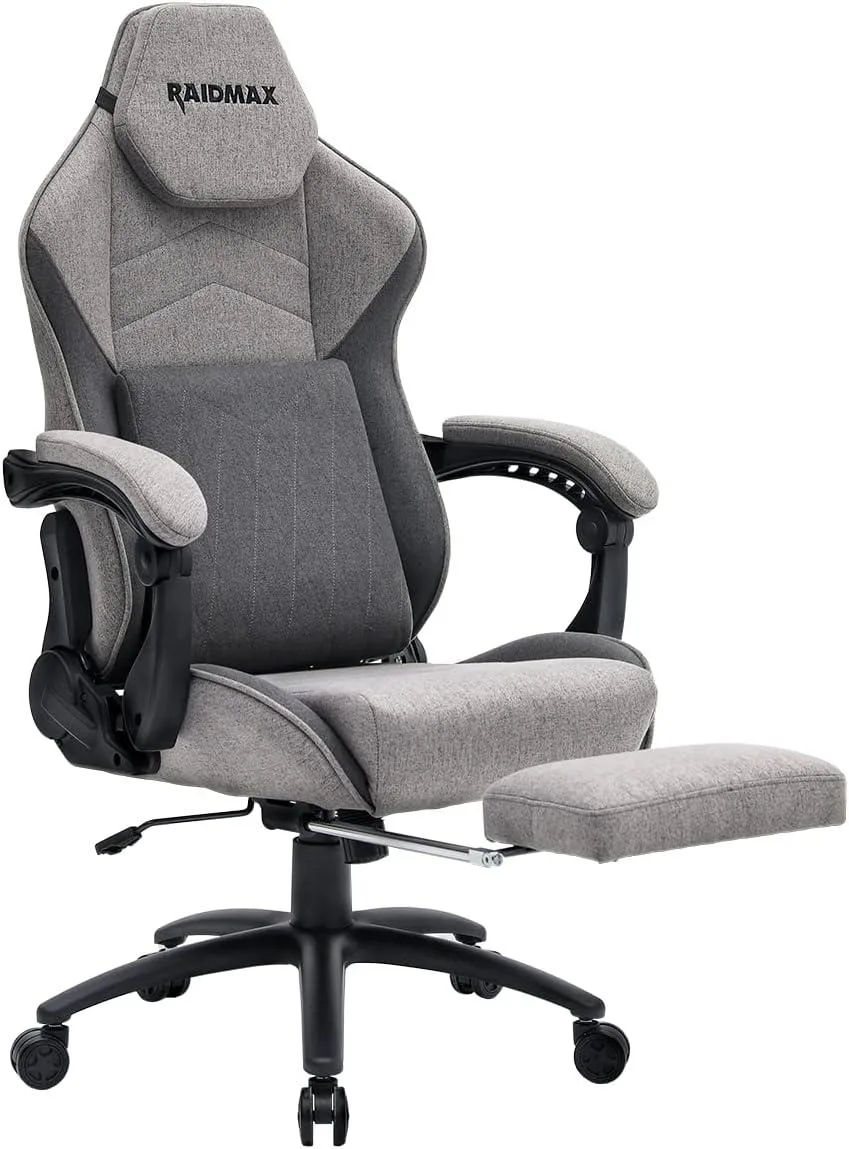 Raidmax Raidmax DK719GY gaming chair, grey fabric, 90-180° recline, 200 lb capacity — product photo
