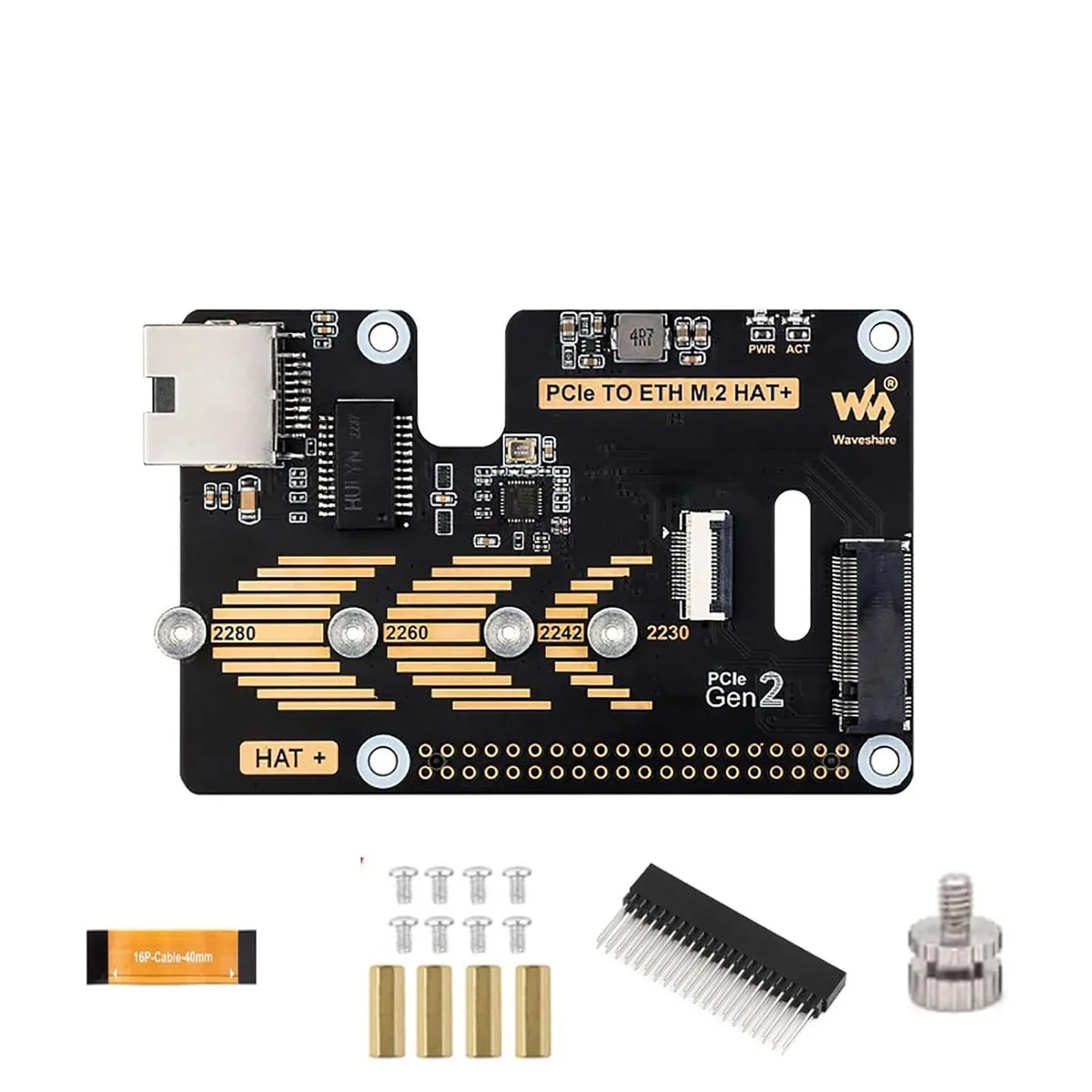 LORDWORLD LORDWORLD PCIe to ETH and M.2 Adapter for Raspberry Pi 5 2230 2242 2260 2280 NVMe — product photo