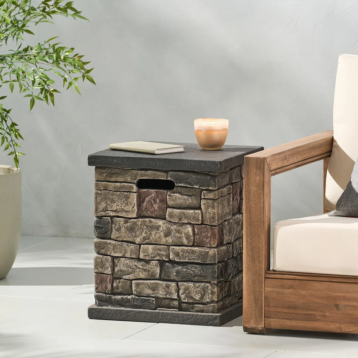 tuphen tuphen Stone Gray Tank Holder Side Table 16.25 W x 19.75 H — product photo
