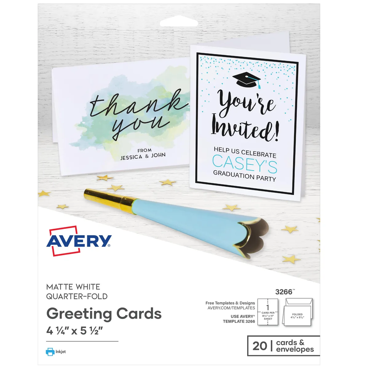 Avery Avery 3266 Quarter-Fold Greeting Cards 4.25 x 5.5 inch White — product photo