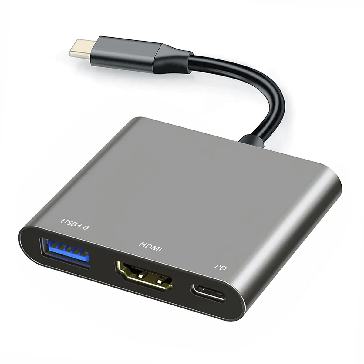 DIXSG DIXSG USB-C 4K HDMI Adapter with 100W PD Charging, 10Gbps USB-A, Gray — product photo