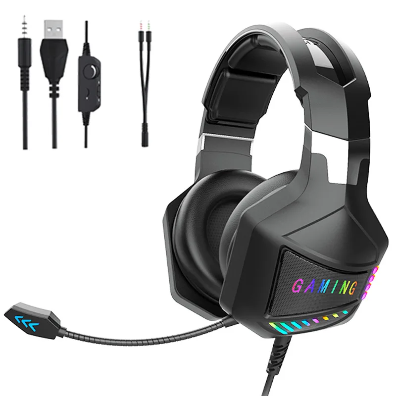 Corn Electronics Corn Electronics 50mm Gaming Headset 3.5mm USB RGB ANC Black — product photo