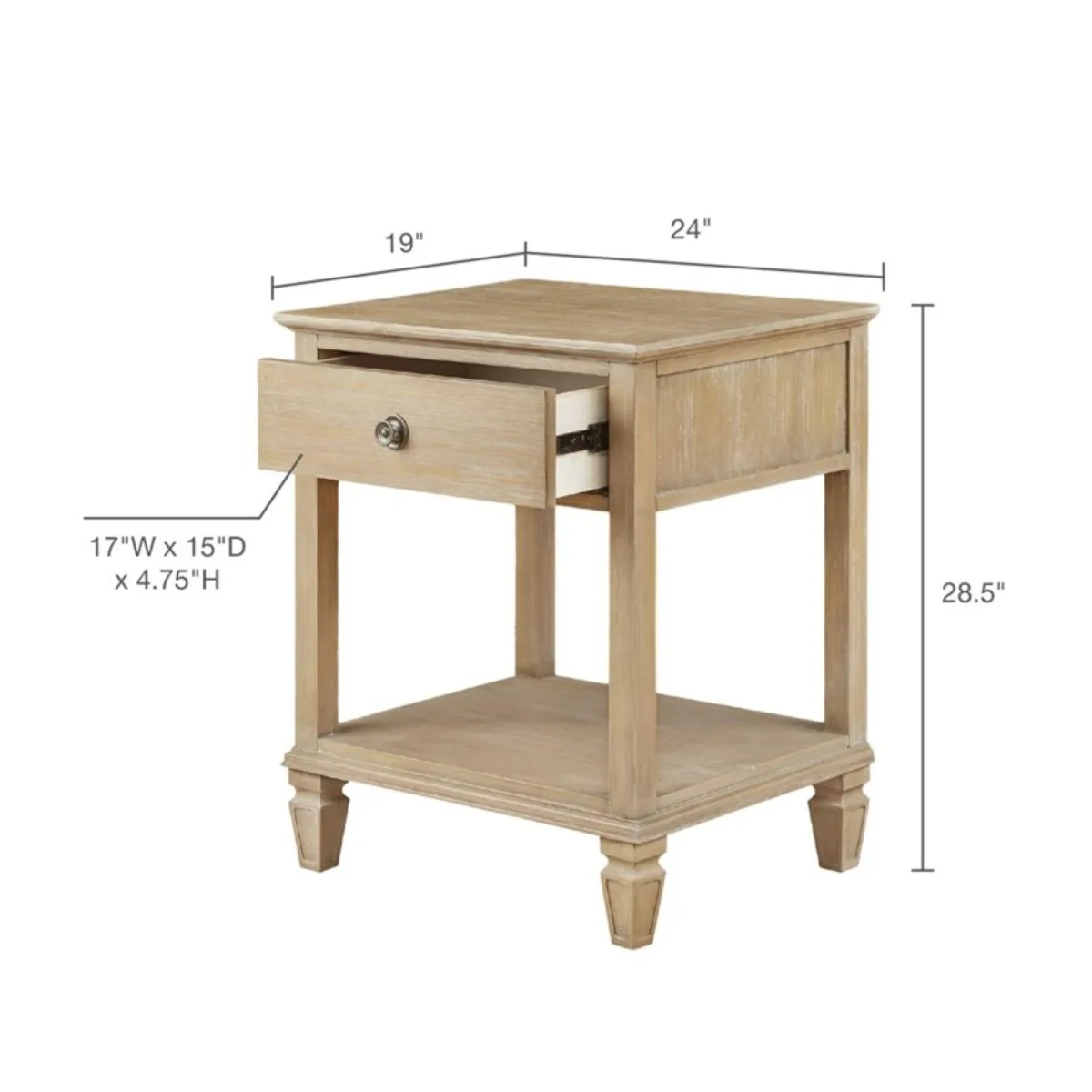 tuphen tuphen Victoria Bedside Table Reclaimed Grey 24W 28.5H — product photo