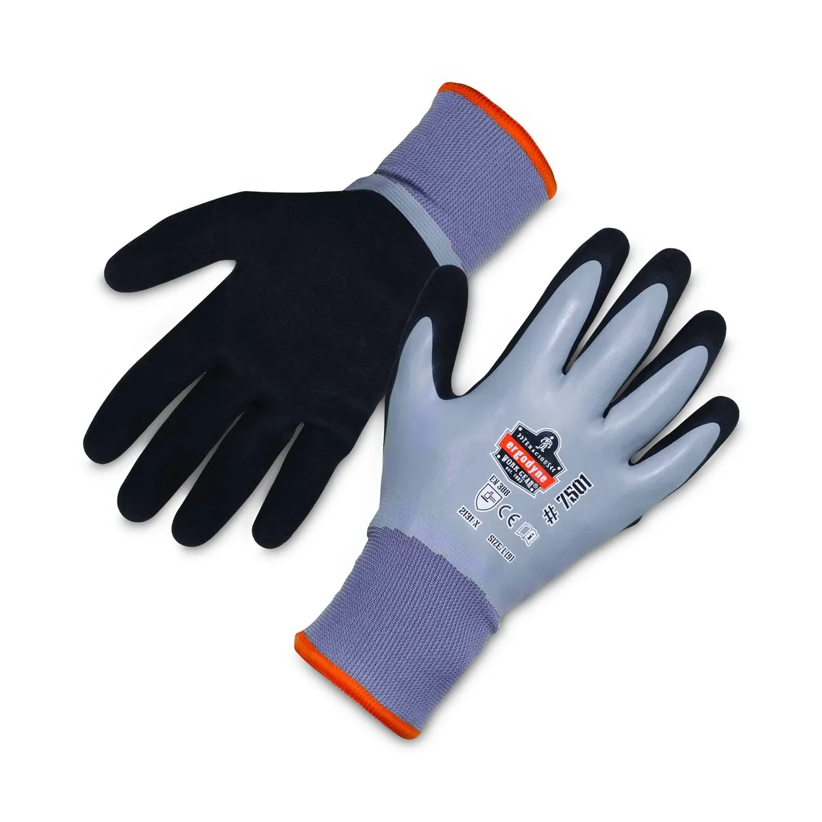 Ergodyne Ergodyne ProFlex 7501 Coated Waterproof Winter Gloves EN388 2131X 10.5" Large Gray Pair — product photo
