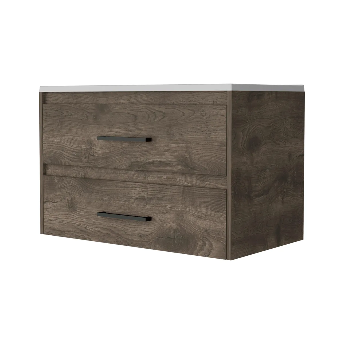 FM FURNITURE FM FURNITURE Maine Bathroom Vanity Wall Mounted Double Drawer Dark Brown White — product photo