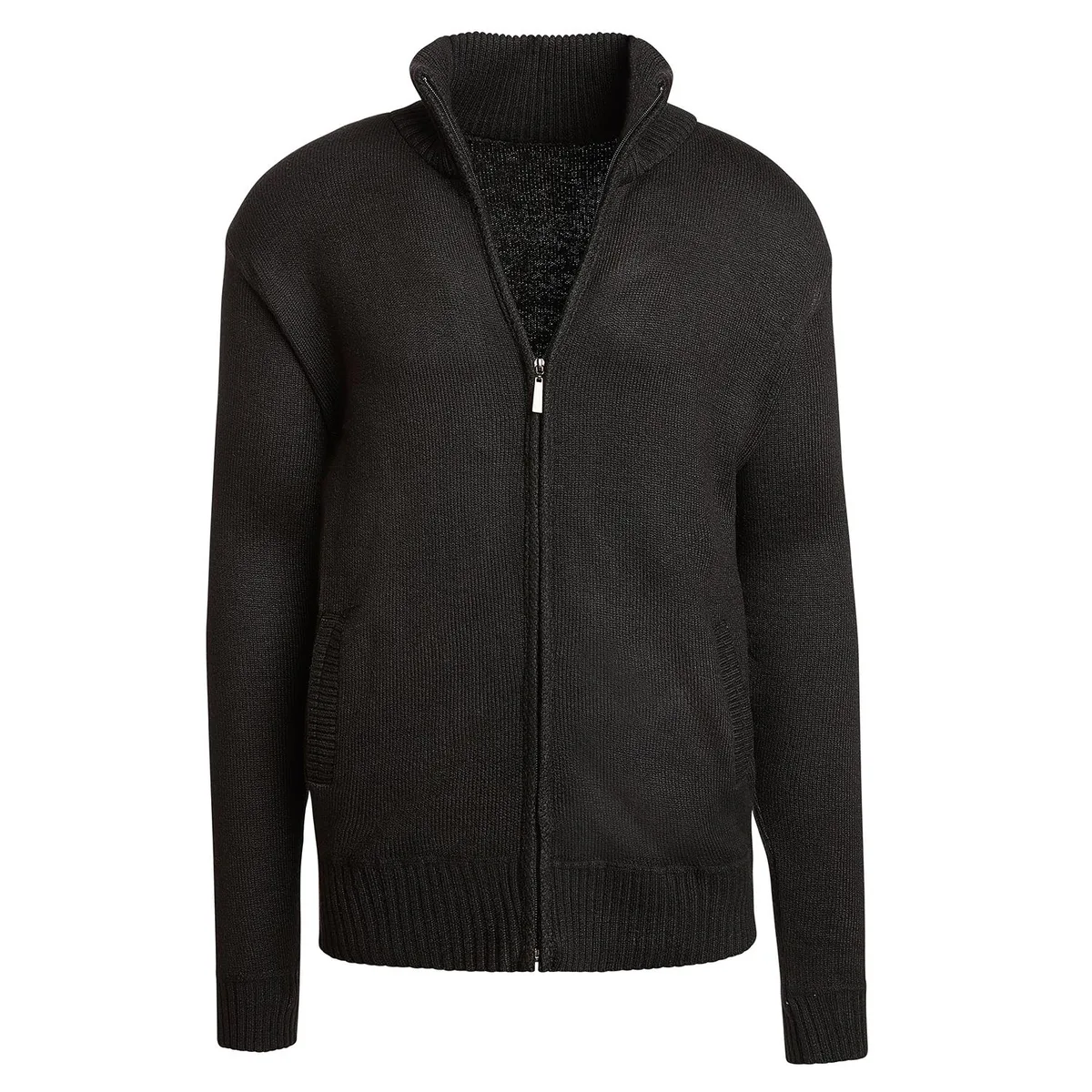 Altatac Altatac Men's Full-Zip Mock Neck Sweater Jacket Black XL 58% Acrylic 22% Elastic 20% Modal — product photo