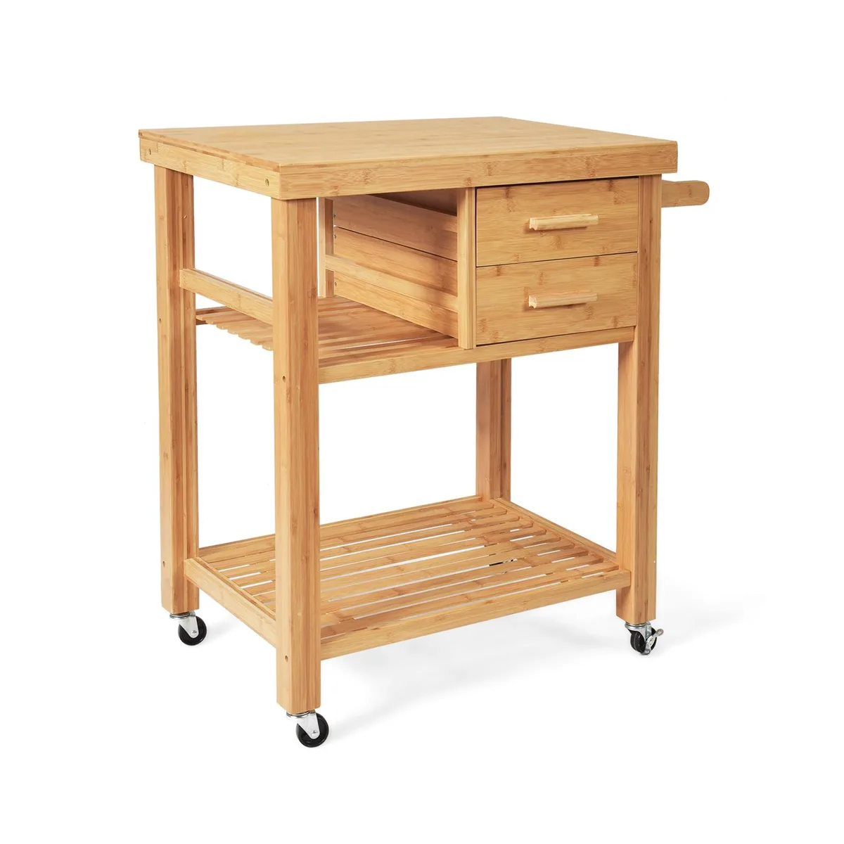 SlickBlue SlickBlue Bamboo Kitchen Island with Tower Rack and Drawers — product photo