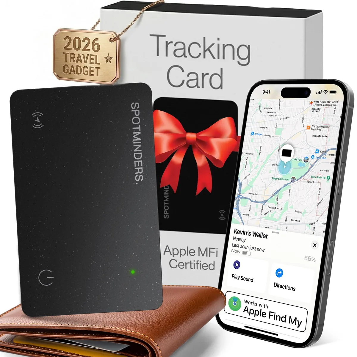  Spotminders Wallet Tracker Card Black IP68 1.8mm — product photo