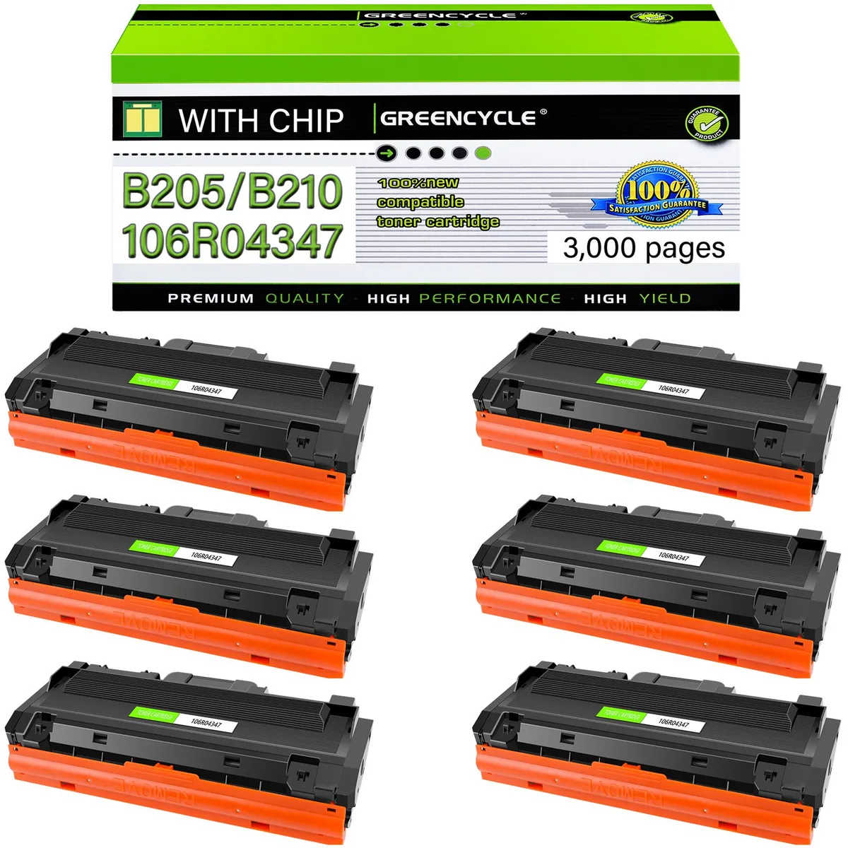 GREENCYCLE GREENCYCLE XE-B205 Black Toner Cartridge 6 Pack 3000 Pages — product photo