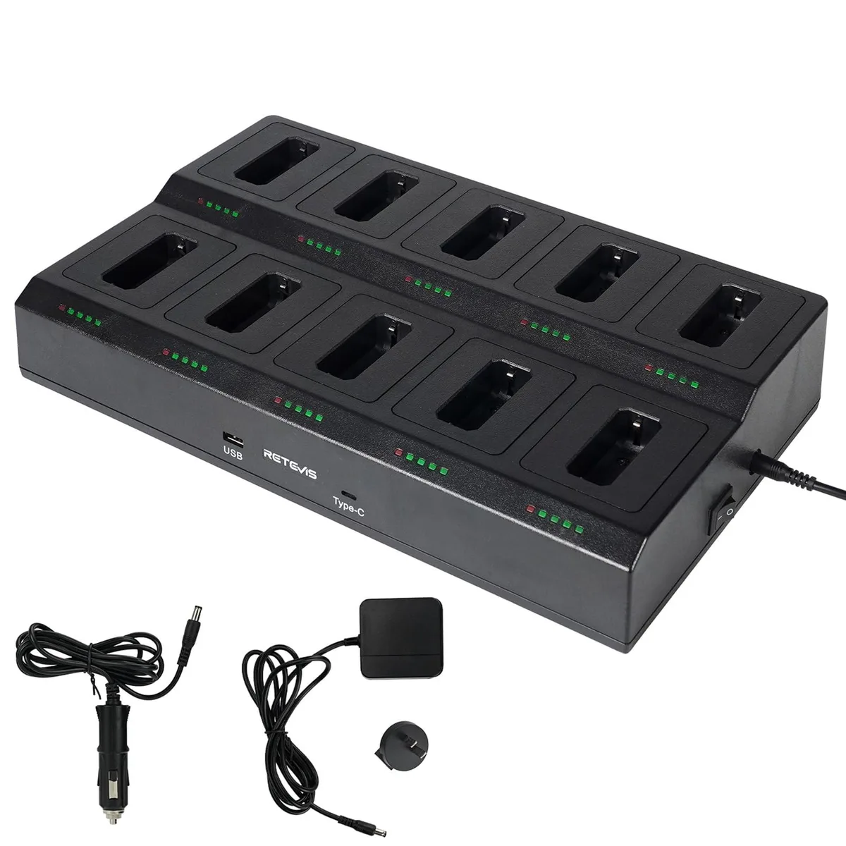 KEHIPI KEHIPI 10-Way Multi-Unit Charger for RT22 RT22S RB19 RB19P RB39 RB39P — product photo
