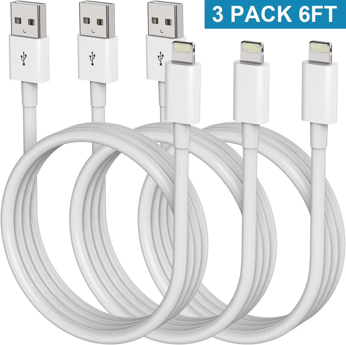 SMA SMA Lightning Cable 3 Pack 6ft White 2.4A — product photo