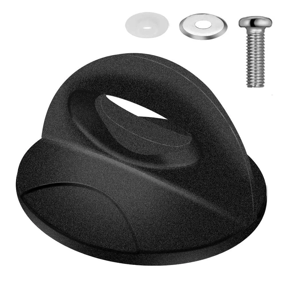 Black round bakelite knob with central hole and metal screw fitting