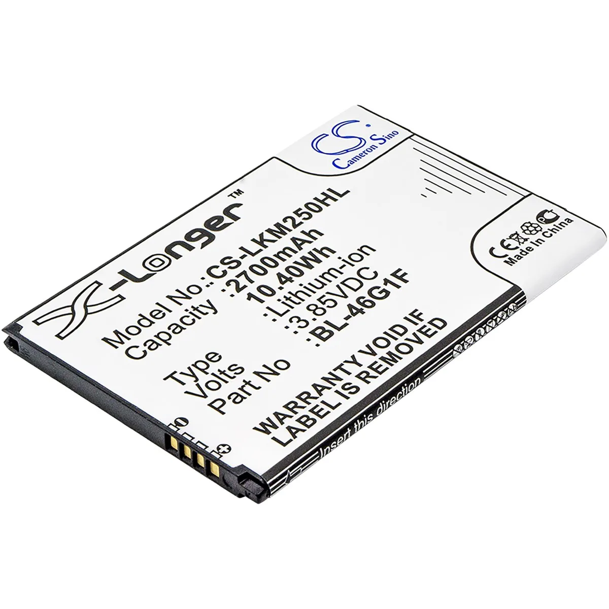 Cameron &amp; Co Cameron &amp; Co DS-CS-LKM250HL cell phone battery 2.7 Ah Li-ion 2700mAh 3.85V Black — product photo