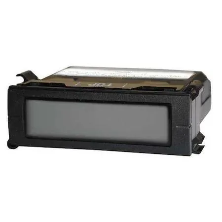 Rectangular gray LCD panel meter with screw terminals and mounting brackets