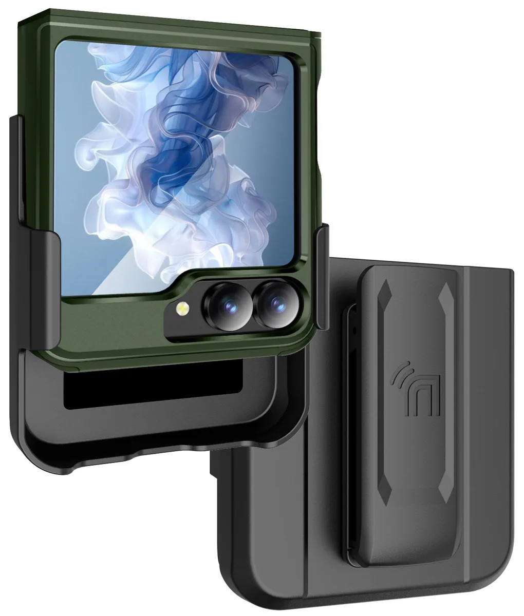 Nakedcellphone Nakedcellphone Hybrid Case &amp; Belt Clip Holster Olive Green for Galaxy Z Flip 6 / 7 FE — product photo