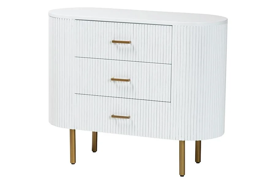 bali &amp; pari bali &amp; pari Beyla Mid-Century White Fluted 3-Drawer Dresser — product photo