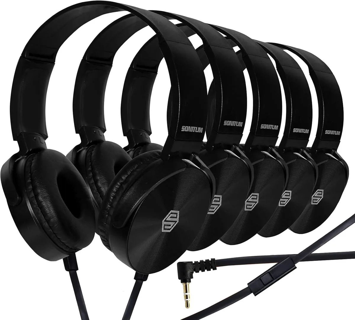 TUKO TUKO Headphone & Mic Set 3.5mm Jack Bulk Pack of 5 Black — product photo