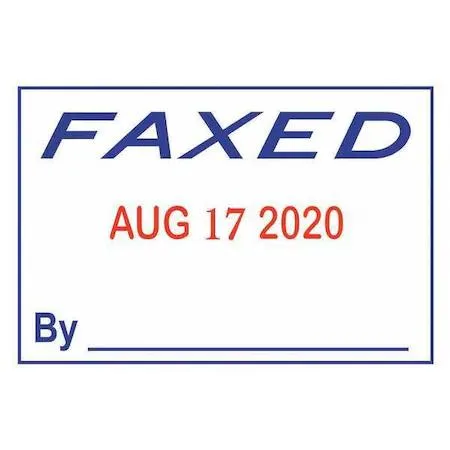 Metal date stamp with four rotating bands and FAXED text plate