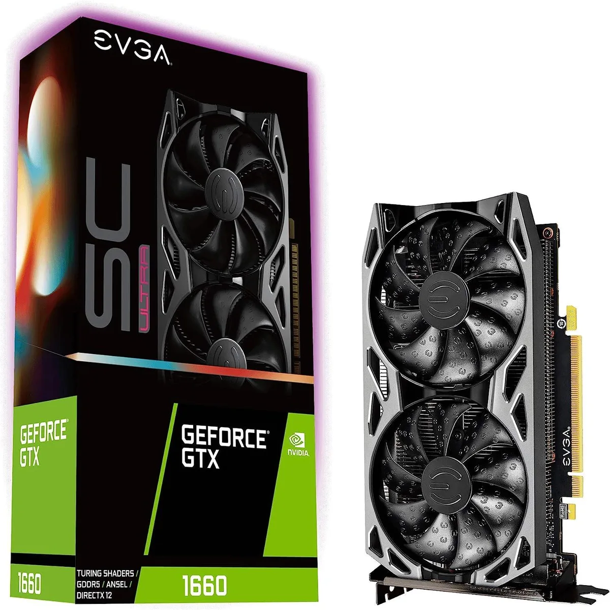 EVGA EVGA GeForce GTX 1660 SC ULTRA GAMING 06G-P4-1067-KR 6GB GDDR5 Dual Fan graphics card — product photo