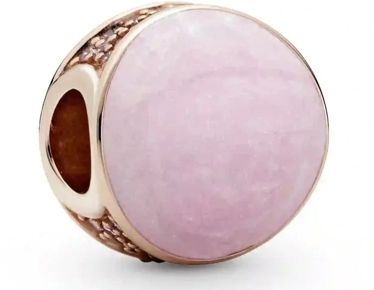 Domed Pandora Rose charm with pink swirl enamel and sparkling stones