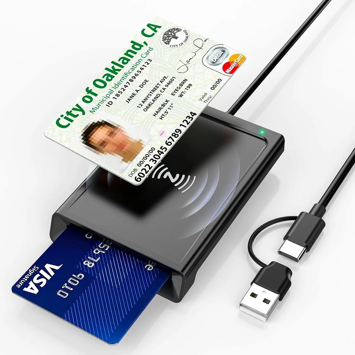 BFKK BFKK Smart Card Reader NFC CAC USB-C USB-A 2-in-1 — product photo