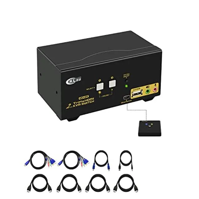 CKLau CKLau 4Kx2K@60Hz Dual Port 3 Monitor KVM Switch HDMI — product photo