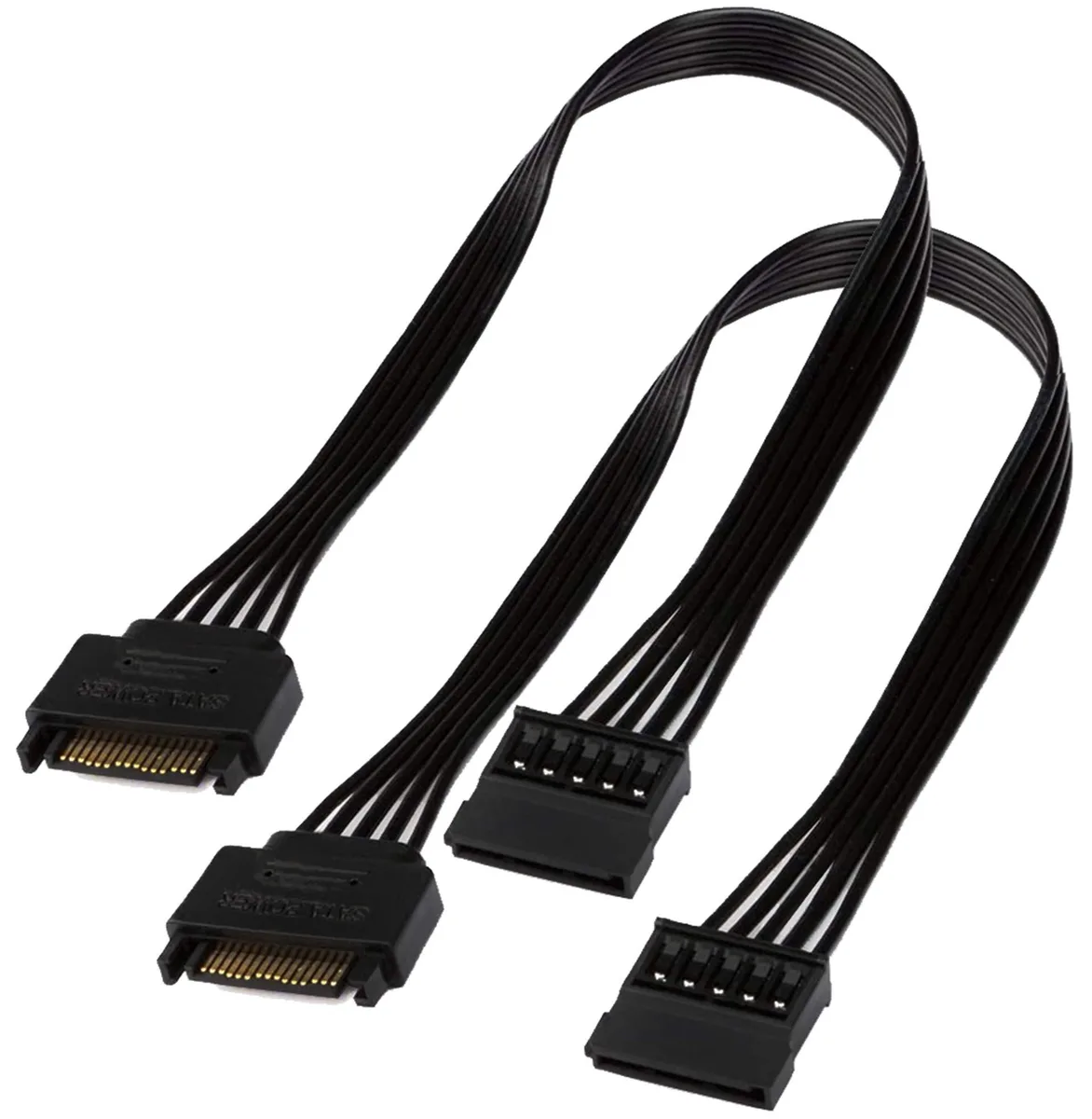Vszerda Vszerda 15 Pin SATA Power Extension Cable Male to Female 24 Inches 2 Pack — product photo