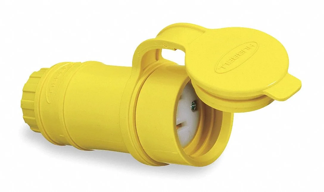 Hubbell Incorporated Hubbell Wiring Device-Kellems HBL15W33 Watertight Straight Blade Connector Yellow 20A 125V — product photo