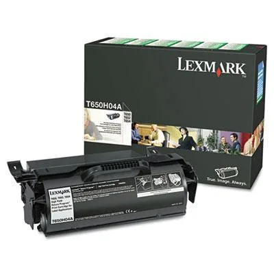 Black Lexmark toner cartridge in rectangular box