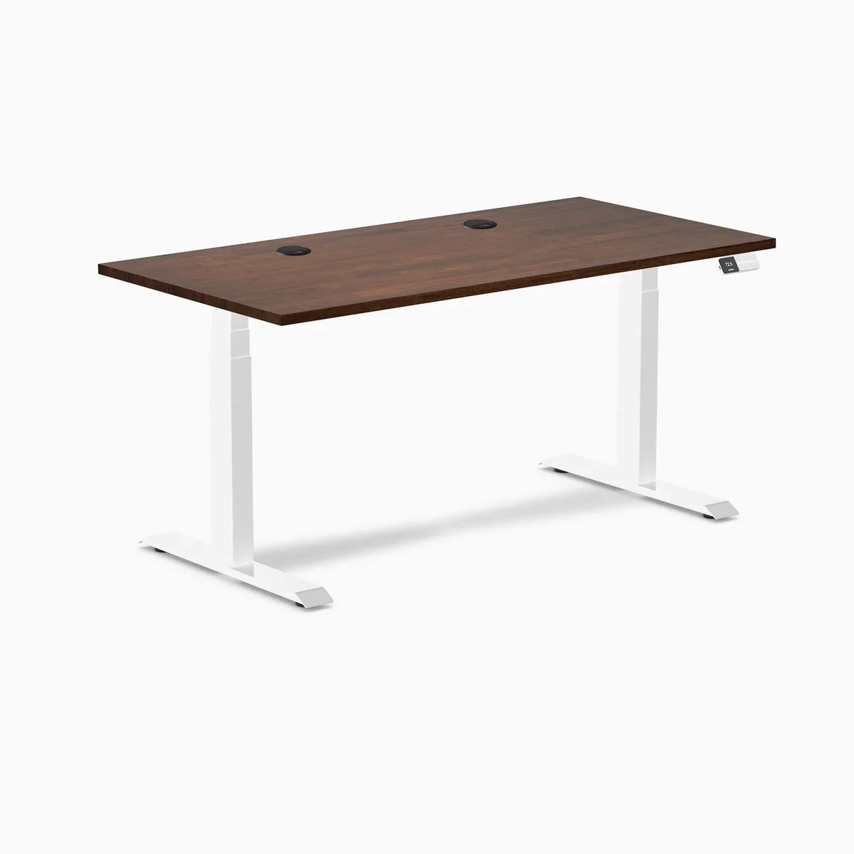 Desky Desky Dual Rubberwood Sit Stand Desk Red Walnut 60 x 30 inches White Frame — product photo