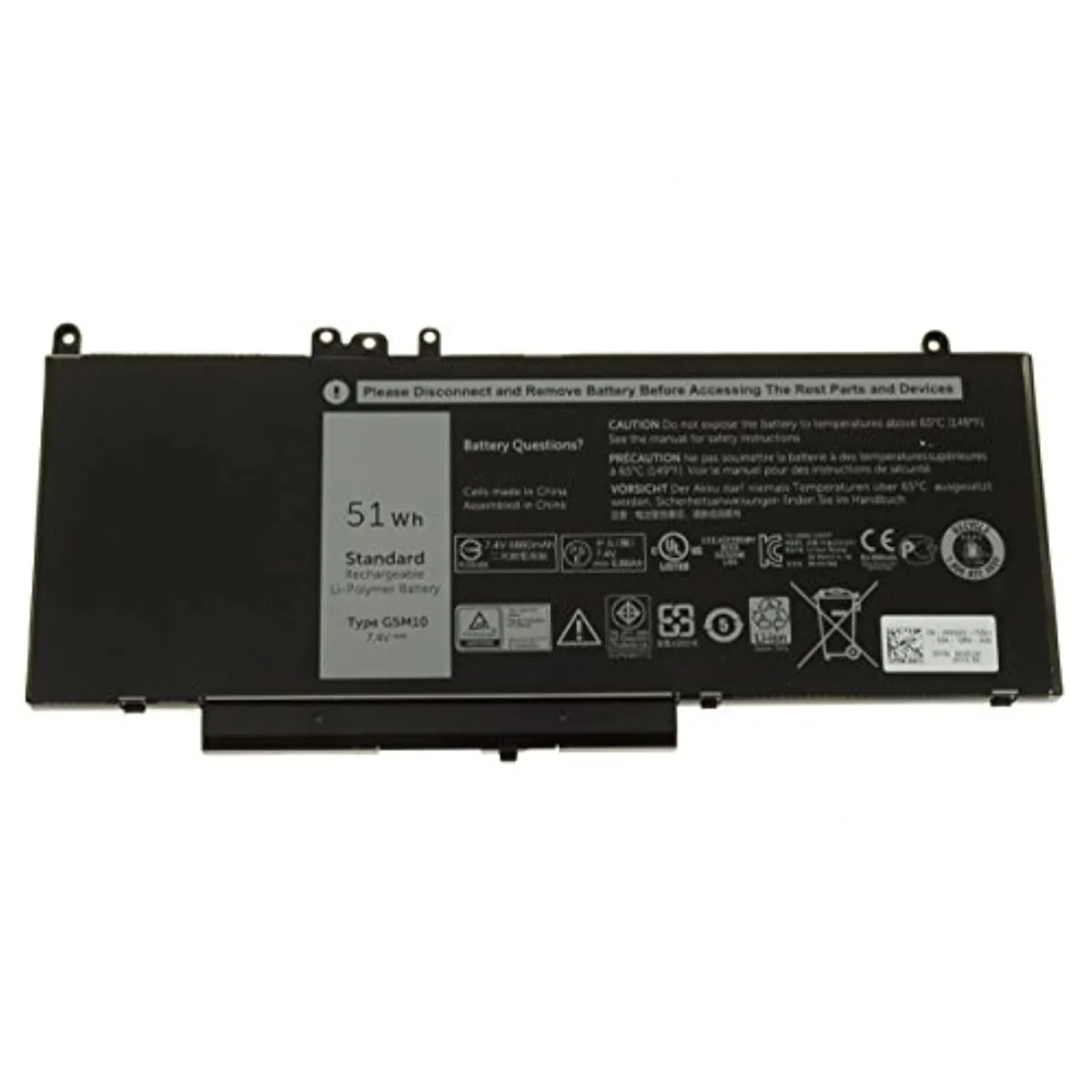 Tryhi Tryhi G5M10 laptop battery 4 cell 7.4V 51Whr Dell Latitude E5450 E5550 — product photo