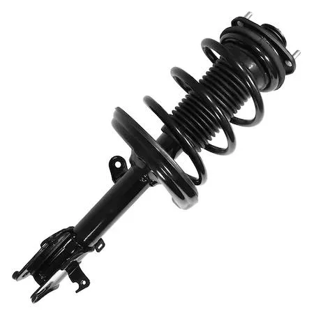 Unity 11505 front left complete strut assembly, silver metal coil spring and strut housing