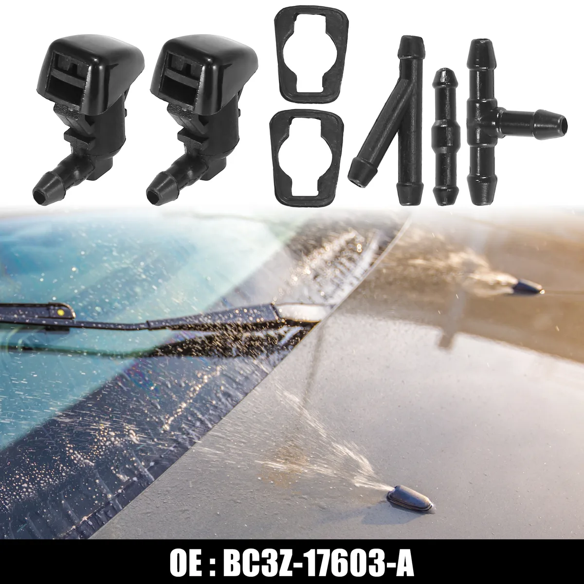 Unique-Bargains Unique-Bargains Front Windshield Washer Nozzles Ford F250 F350 Pack of 7 Black — product photo