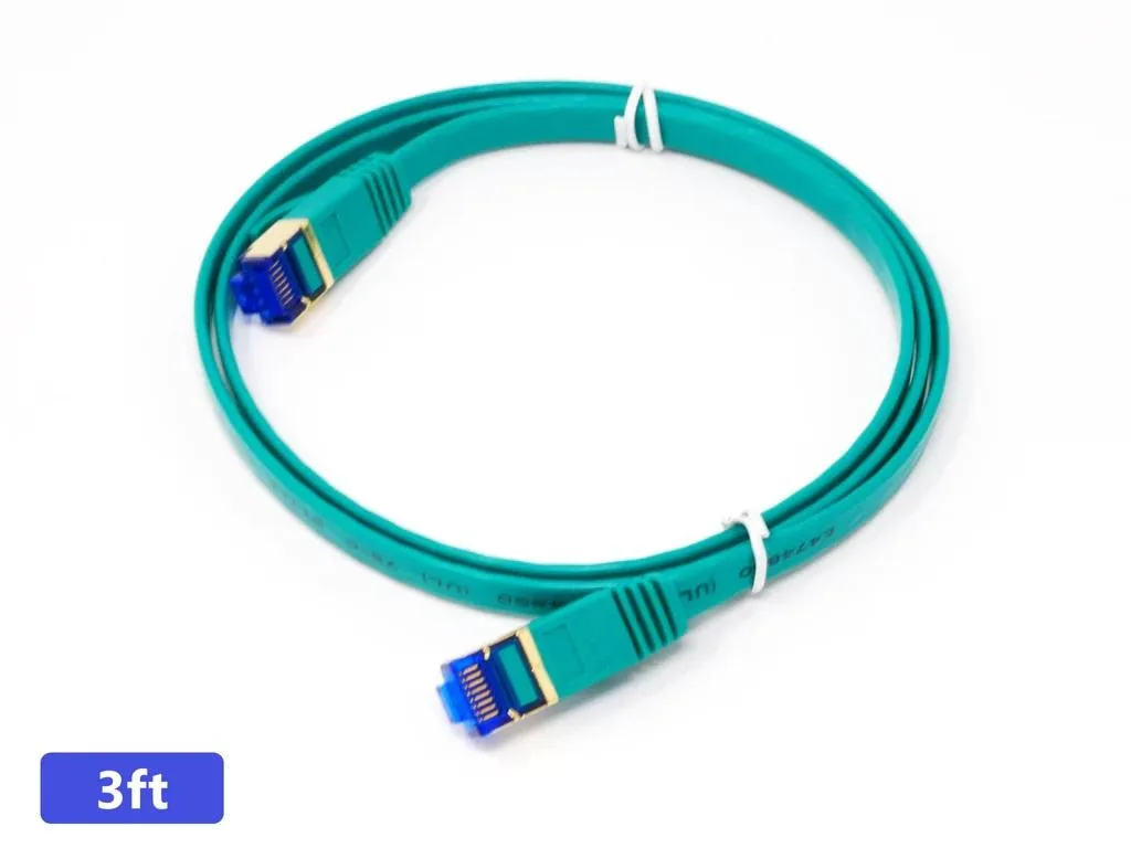 QualGear QualGear RJ45 Cat 7 Ethernet Patch Cable 3 ft Green Flat — product photo