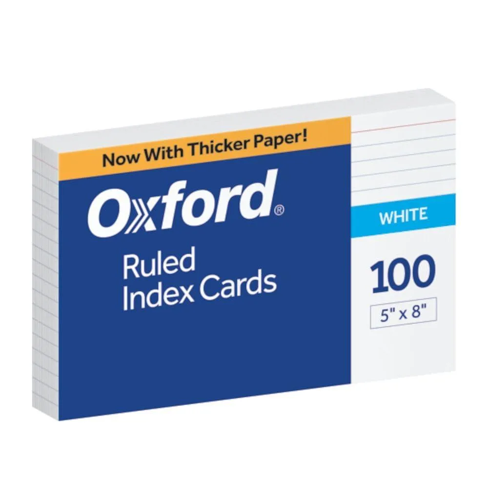  Oxford ESS51 Ruled Index Cards 5" x 8" White 100 Pack — product photo