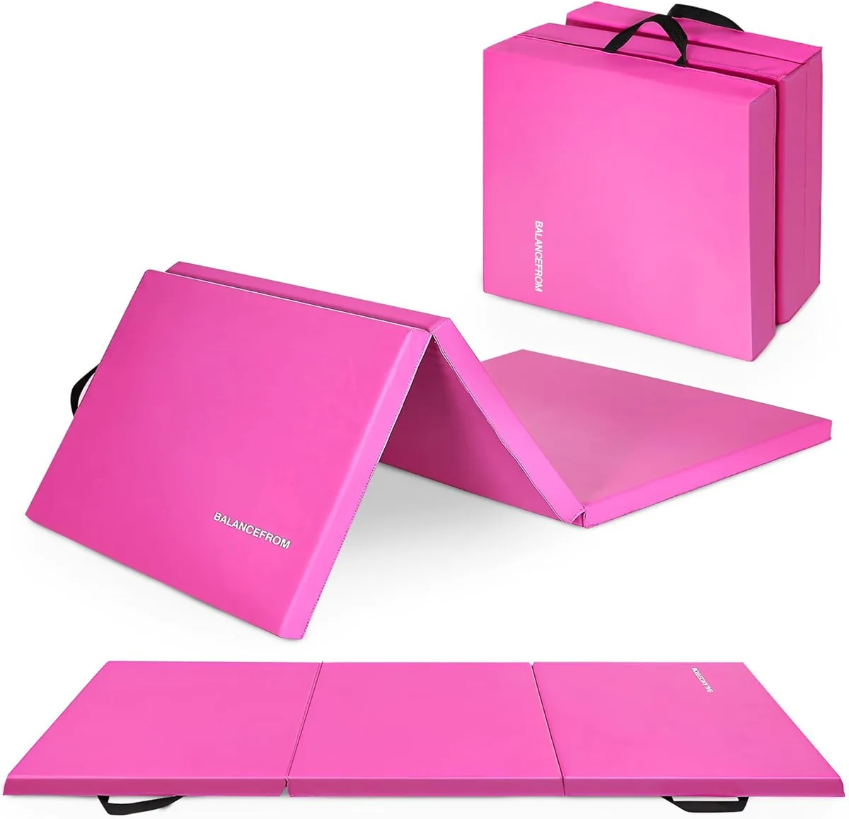 TAURKENAM TAURKENAM Pink 3-Panel Folding Gymnastics Mat 6x2 ft 2 in — product photo