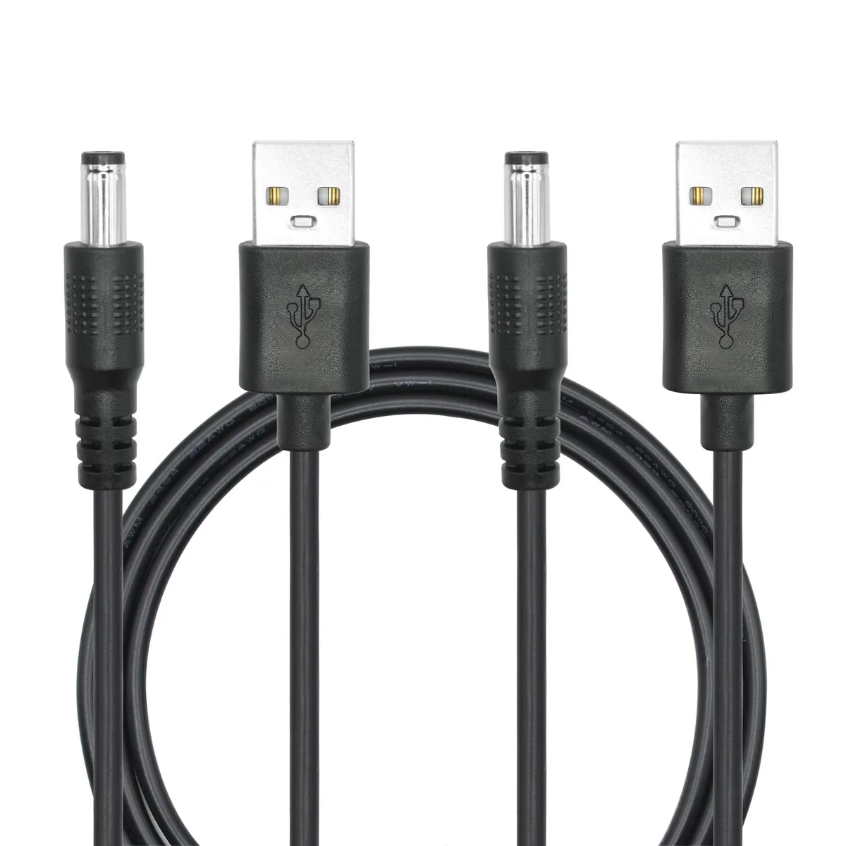 Vszerda Vszerda 2-pack USB-A to DC 5.5×2.5 mm cable 3 ft black — product photo