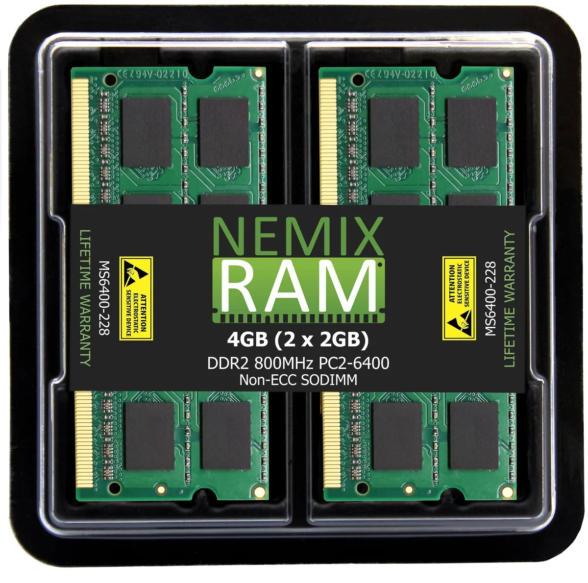 NEMIX RAM NEMIX RAM 4GB (2x2GB) DDR2 800 PC2-6400 200-Pin SODIMM laptop RAM — product photo
