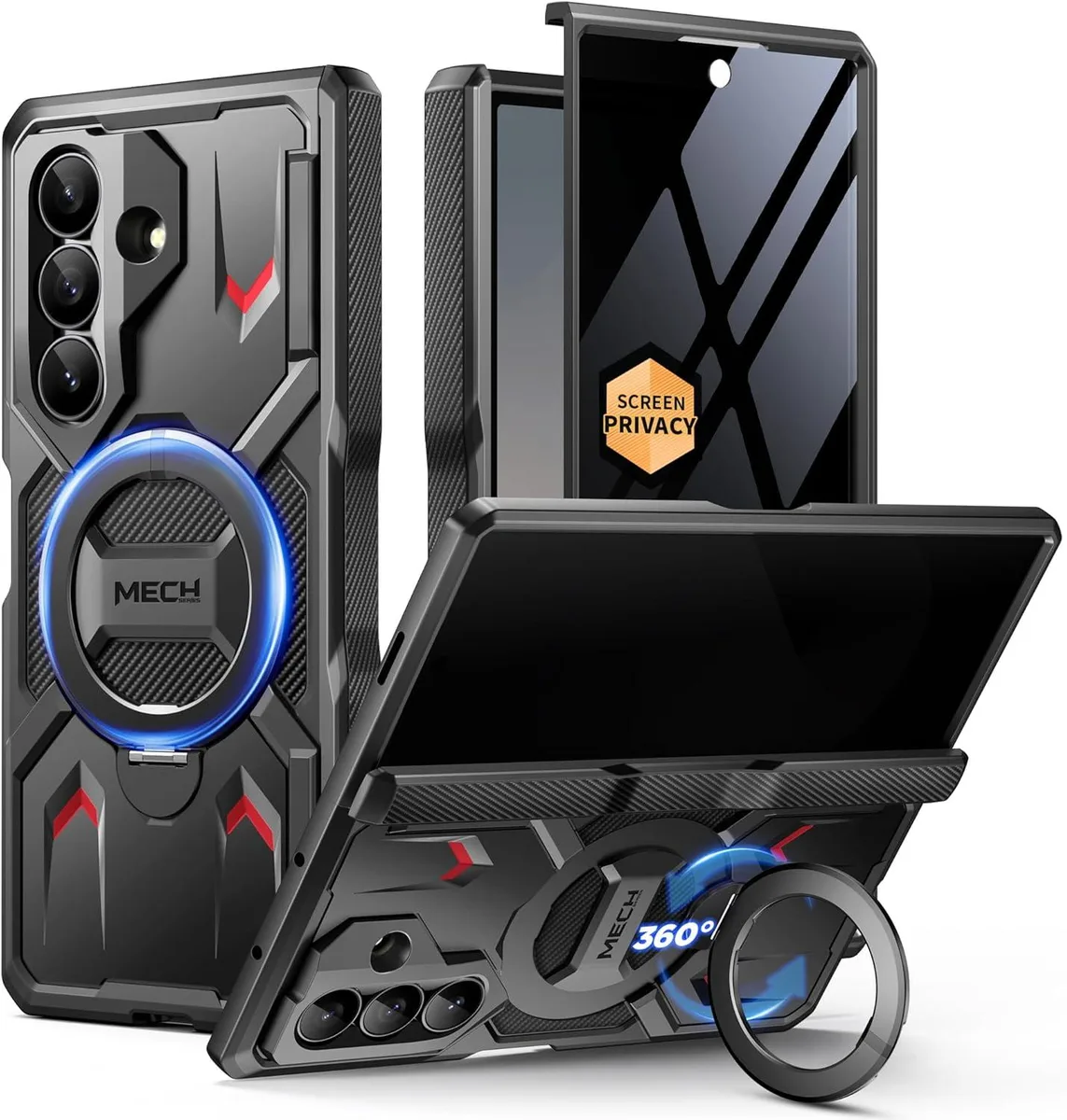 BFKK BFKK 360° Spin Magnetic Stand Case for Z Fold 7 with Privacy Screen Protector, TiBlack — product photo