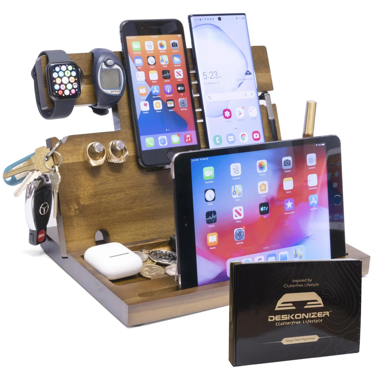 NEXT BRAND SOLUTIONS LLC/DESKONIZER NEXT BRAND SOLUTIONS LLC/DESKONIZER Wooden Phone Docking Stand Light Brown 11x8x8 — product photo