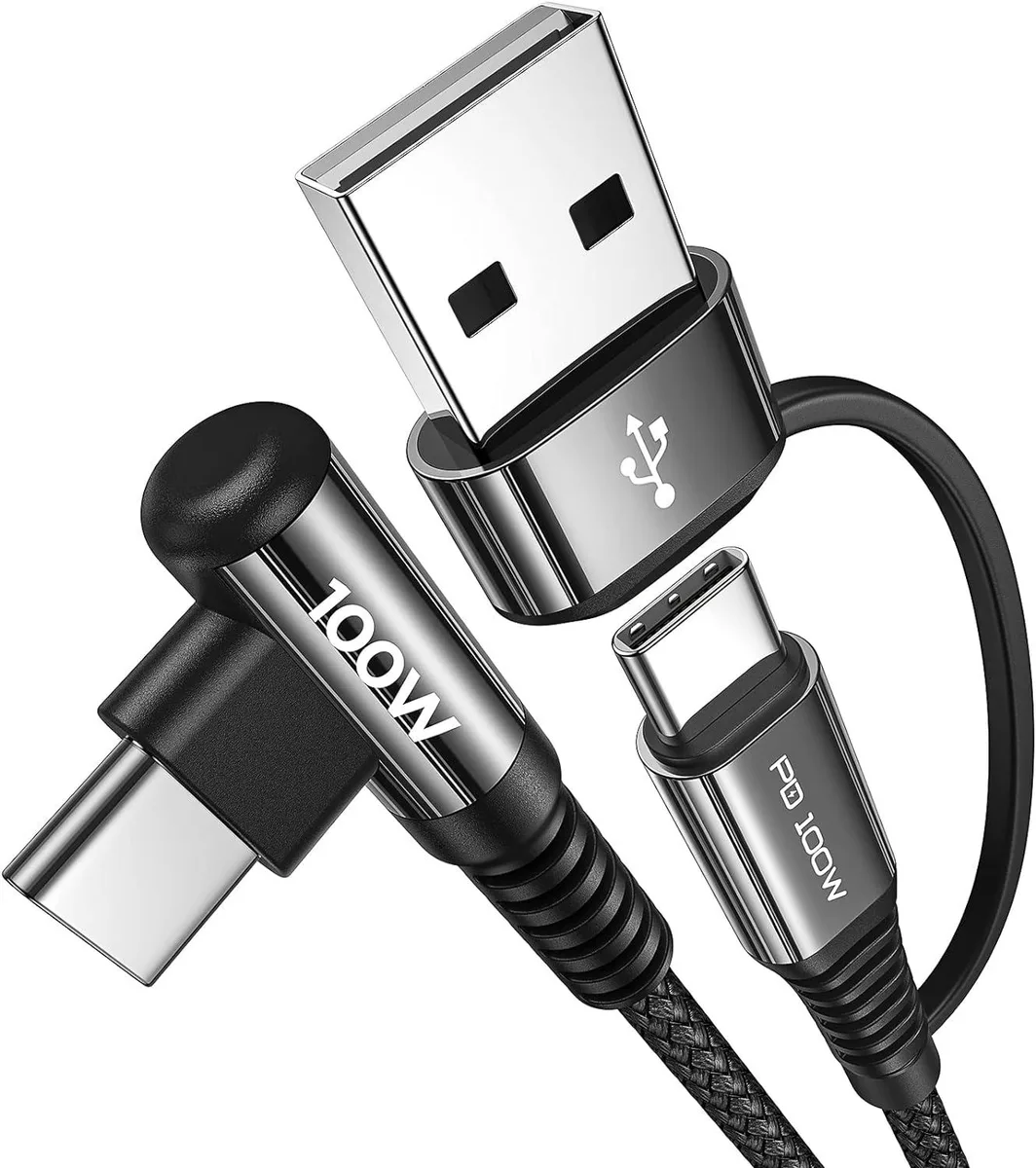 BFKK BFKK USB-C Cable 100W 10FT Right Angle QC5.0 Black — product photo