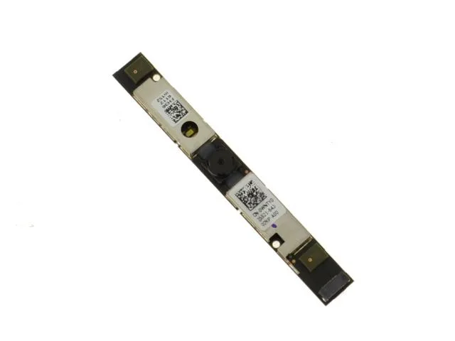 Small rectangular Dell webcam module with integrated microphone, silver finish, flexible ribbon cable attached