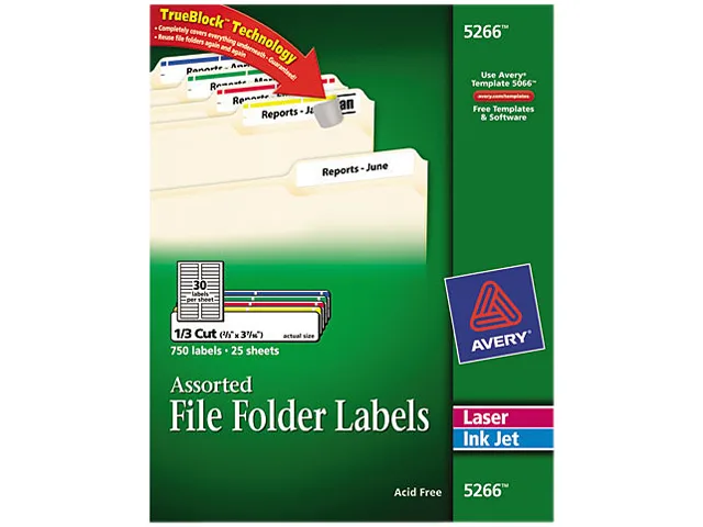 Avery 5266 file folder labels assorted colours 750 pack