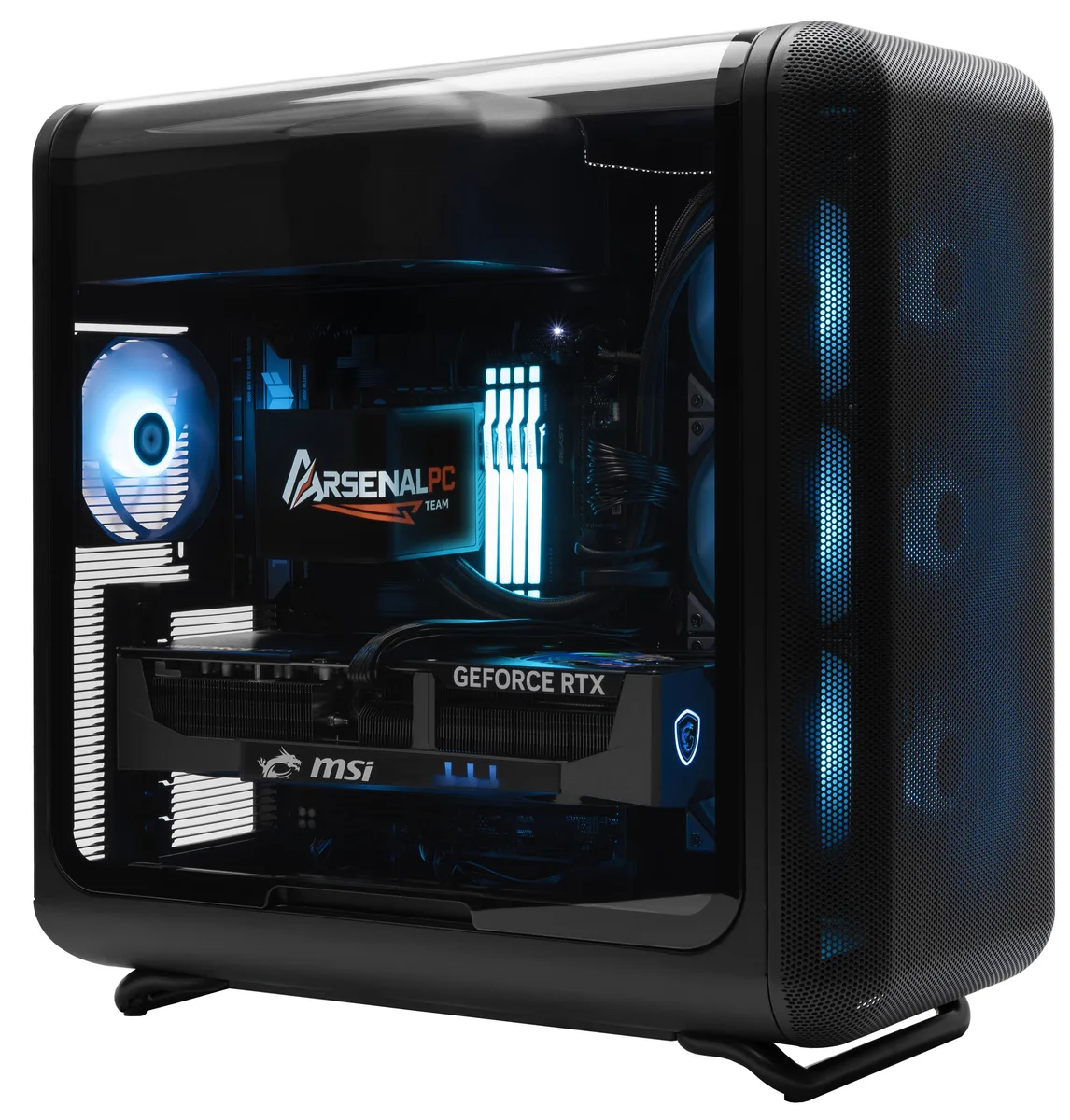 ArsenalPC ArsenalPC Hyte X50 Black Core i7-14700KF RTX 5070 Ti 128GB DDR5 4TB NVMe Liquid Cooled Panoramic LCD Gaming PC — product photo